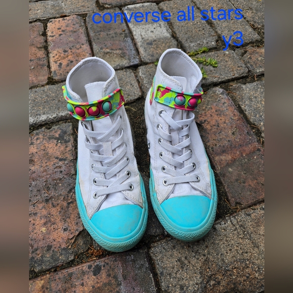 Converse White and Multicolor High-Tops - Picture 1 of 5